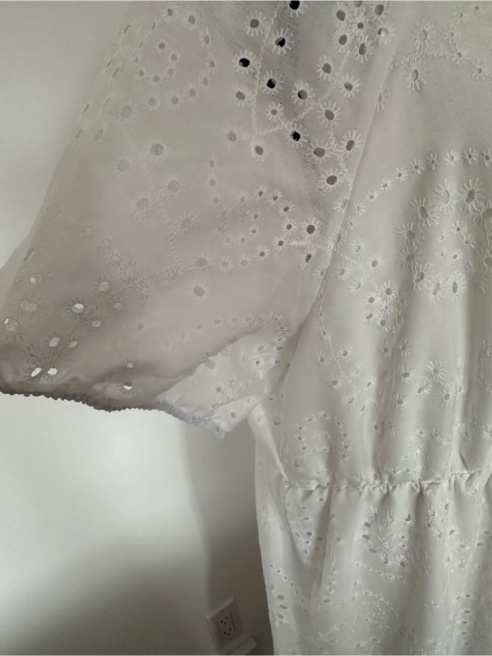 Cottagecore Boho White Eyelet Midi Maxi Dress Puff Sleeve Coastal Praire Modest - Picture 4 of 14
